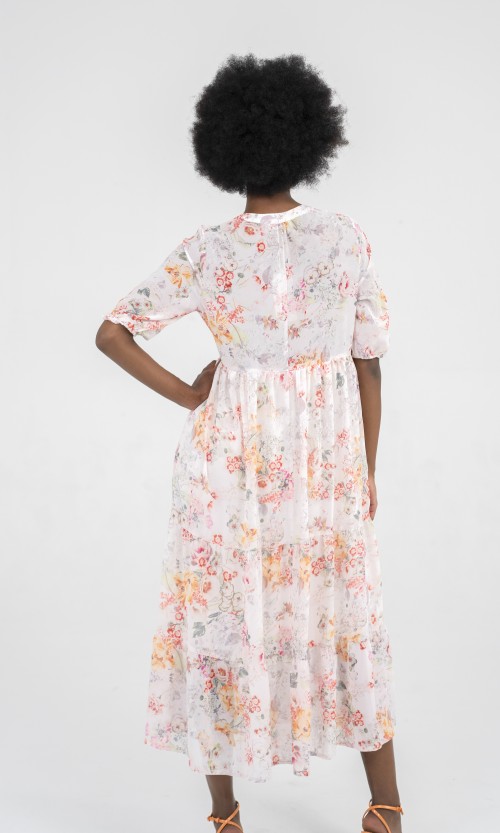 SIXDO Floral Woven Midi Dress